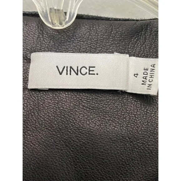 Vince Black lamb Leather Moto Jacketsize 4 designer